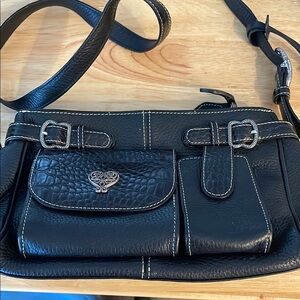 Brighton Black Leather Crossbody Bag